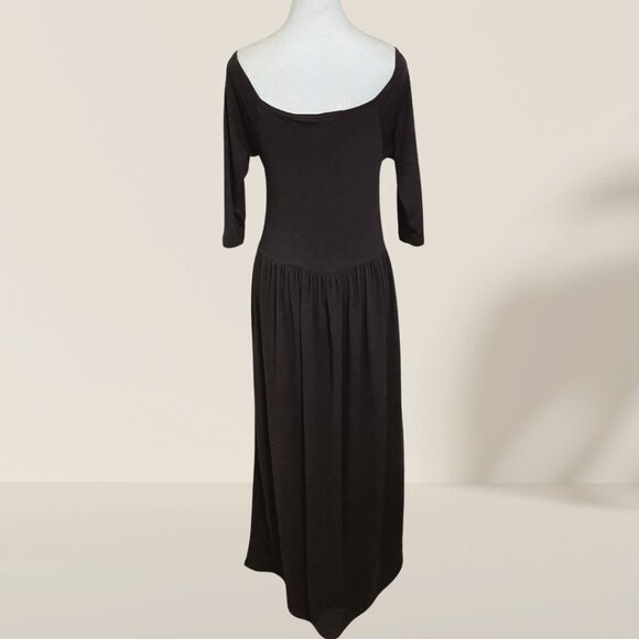 24Seven Comfort Apparel Black Square-Neck Long Sleeve Maxi Dress – Size L - Picture 4 of 6